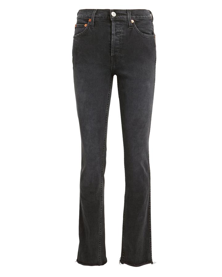 Re/done Double Needle Comfort Stretch Long Black Jeans Black Denim 25