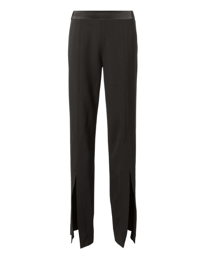 Jonathan Simkhai Satin Front Slit Pants Black Zero