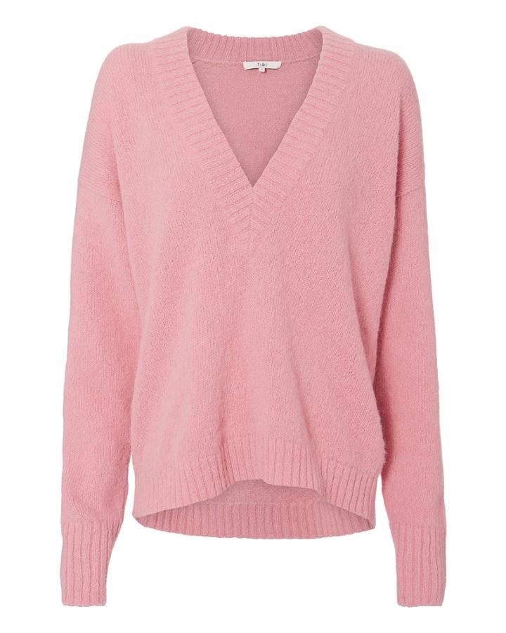 Tibi V-neck Sweater Pink P