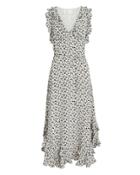 Zimmermann Ruffle Floral Midi Dress Black/white 1