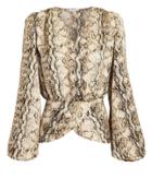Torn Ronny Kobo Snakeskin Print Blouse Brown Snake Print P
