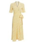 Ganni Maize Crepe Wrap Dress Daisy Yellow 36