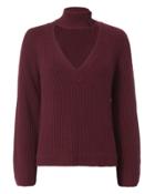 Exclusive For Intermix Akira Choker Neck Burgundy Sweater