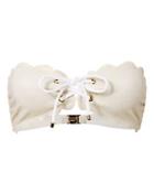 Marysia Antibes Lace-up Metallic Ivory Bandeau Bikini Top