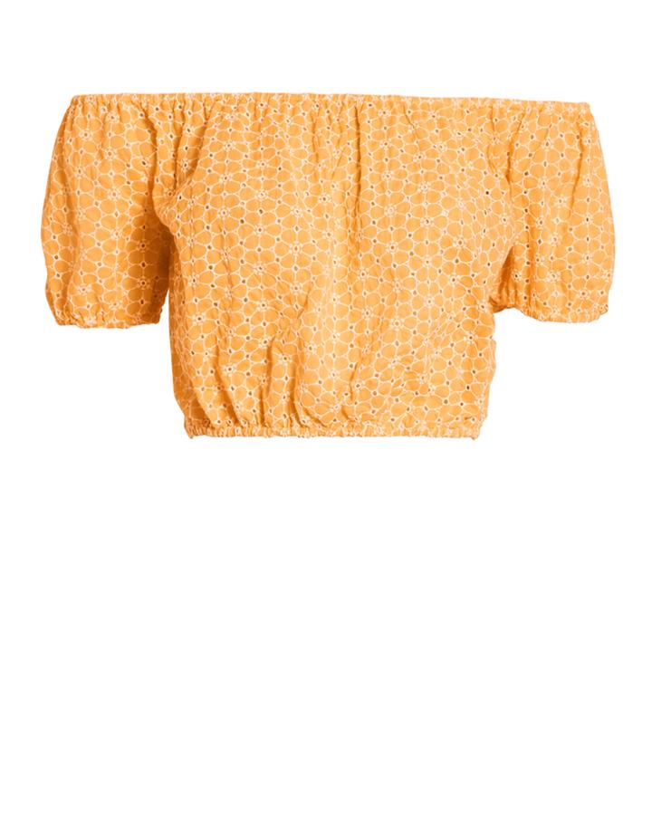 Lisa Marie Fernandez Leandra Daisy Eyelet Crop Top Orange 1