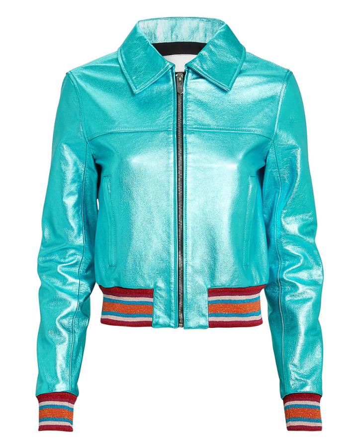 The Mighty Company The Kensington Metallic Leather Jacket Metallic Blue P
