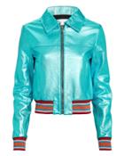 The Mighty Company The Kensington Metallic Leather Jacket Metallic Blue P