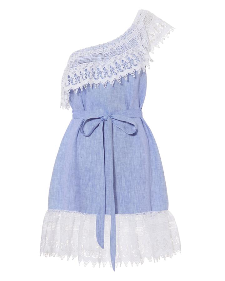 Miguelina Patsy One Shoulder Dress Blue-med M