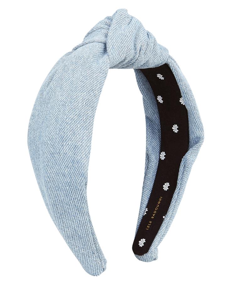 Lele Sadoughi Denim Knotted Headband Blue Denim 1size