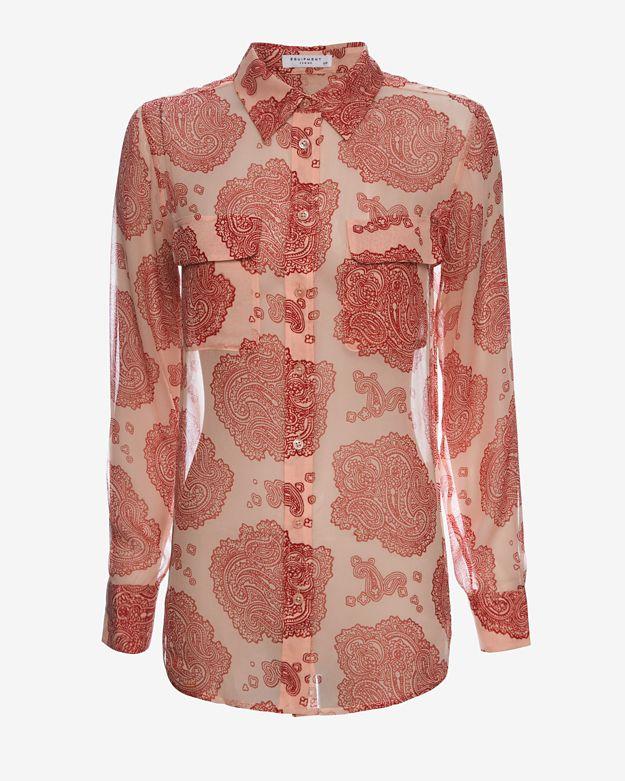 Equipment Exclusive Paisley Print Slim Signature Double Flap Pocket Blouse