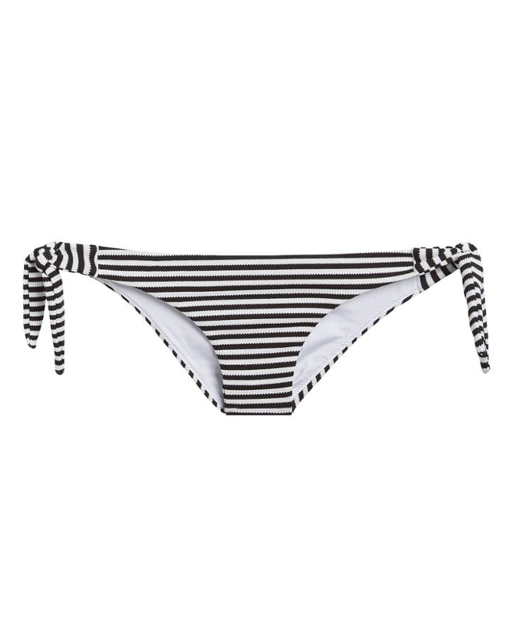 Inc Swim Tie Side Striped Bikini Bottom Black/white L