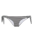 Inc Swim Tie Side Striped Bikini Bottom Black/white L