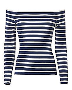 L'agence Cynthia Striped Off Shoulder Top