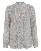 L'agence Nadine Ruffle Shoulder Blouse White/black P
