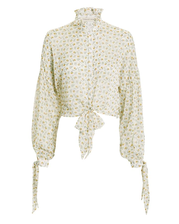 The East Order Jackie Tie Waist Top White/yellow P