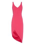 Jay Godfrey Asymmetric Hem V Neck Dress: Fucshia