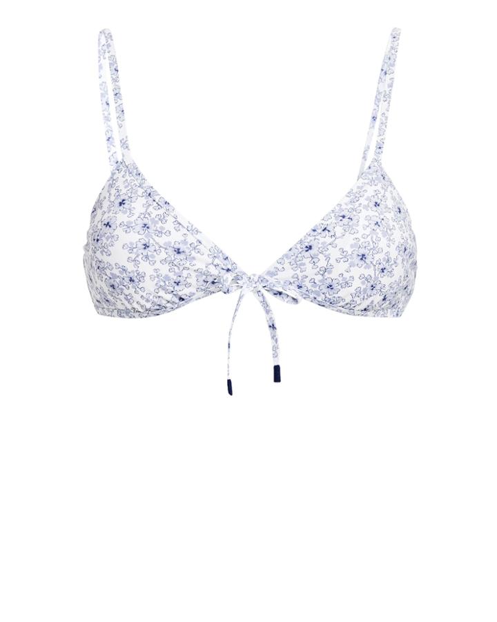 Kisuii Elena Triangle Bikini Top Blue Floral M