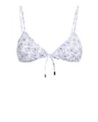 Kisuii Elena Triangle Bikini Top Blue Floral M