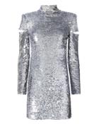 Helmut Lang Cold Shoulder Disco Sequin Dress Metallic P