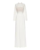 Self Portrait High Slit Lace Gown: White