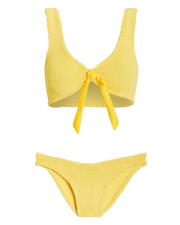 Hunza G Angela Tie Front Bikini Set Yellow 1size
