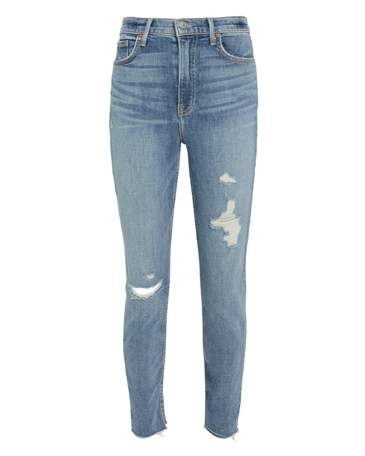 Grlfrnd Kendall Distressed Light Blue Skinny Jeans Light Blue Denim 27