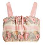 Love Shack Fancy Loveshackfancy Casey Crop Top Rose/stripe/beige S