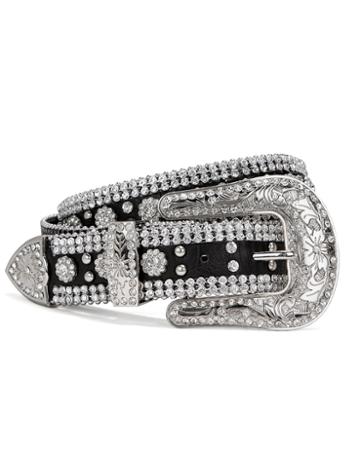 Veronica Beard Flower Crystals Belt Black M