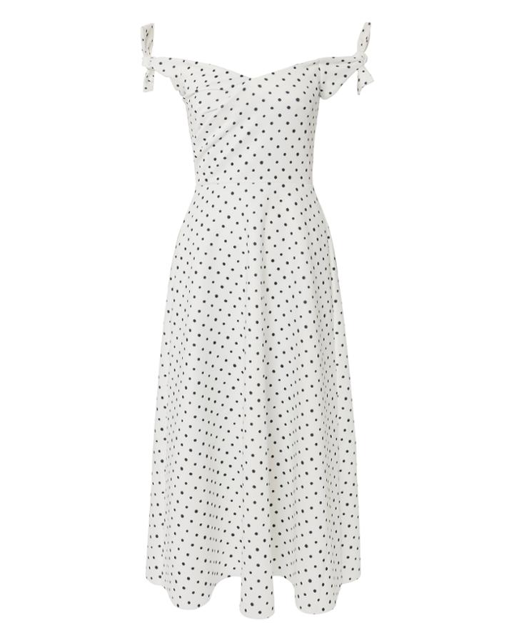 Saloni London Saloni Ruth Polka Dot Midi Dress White 2