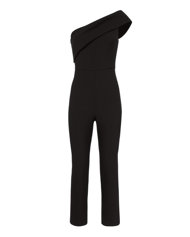 Cushnie Et Ochs Seina One Shoulder Asymmetric Black Jumpsuit Black 4