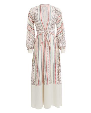 Philosophy Di L.serafini Philosophy Di Lorenzo Serafini Scarf Print Deep V Gown Ivory/red/blue 38