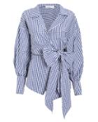 Adeam Gingham Wrap Blouse Blue/white P