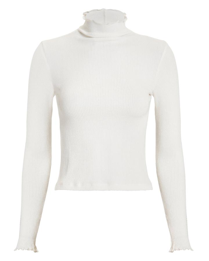 Enza Costa Ivory Ribbed Turtleneck Ivory P