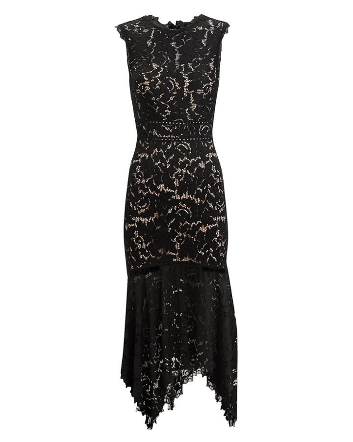 Saylor Marlee Lace Open Back Midi Dress Black/nude P