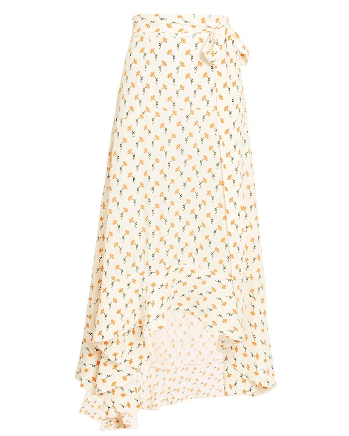 Faithfull The Brand Kamares Midi Skirt Ivory/yellow Floral S