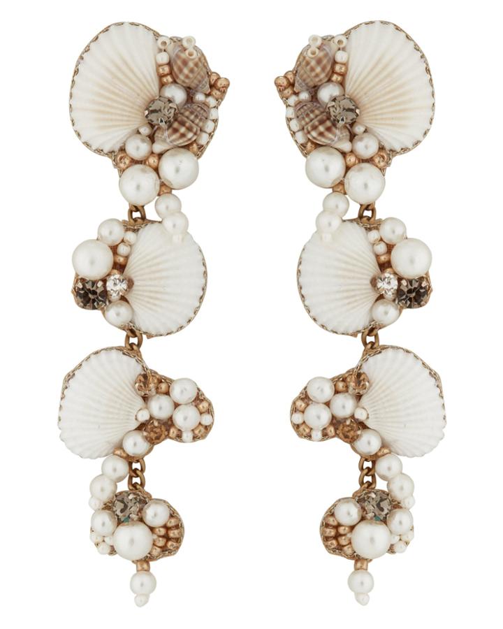 Deepa Gurnani Aliyah Shell Beaded Earrings Ivory 1size