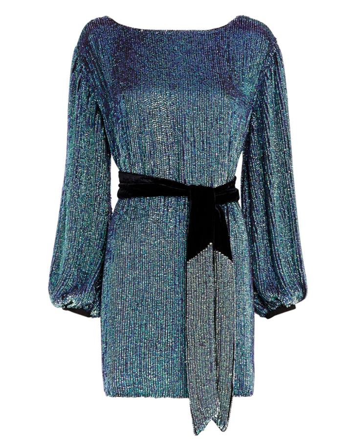 Retrofete Grace Turquoise Sequin Mini Dress Turquoise L