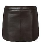 Michelle Mason Rounded Hem Black Leather Mini Skirt