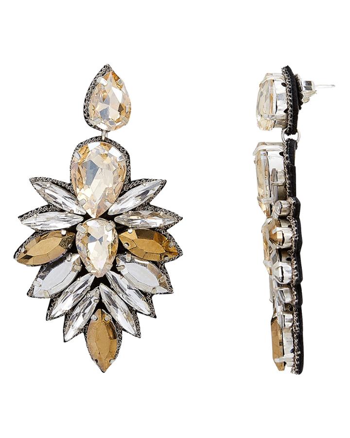 Suzanna Dai Cuzco Champagne Crystal Drop Earrings Multi 1size