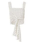 Alexis Sena Dot Tie-front Crop Top