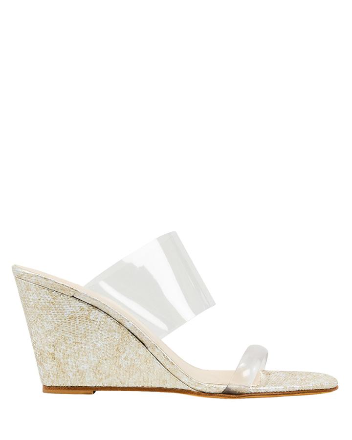 Maryam Nassir Zadeh Olympia Snakeskin-embossed Wedge Sandals Clear/beige 40