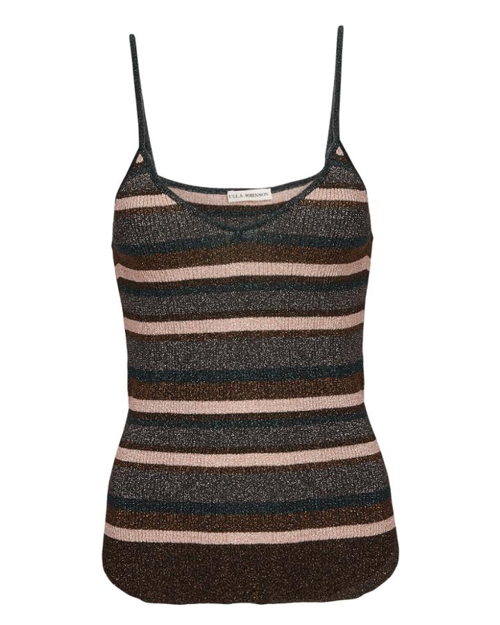 Ulla Johnson Lurex Stripe Tank Top Blush/brown Stripe M