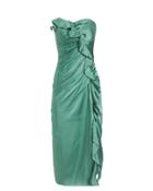 Jonathan Simkhai Sateen Ruffle Bustier Dress Jade 4