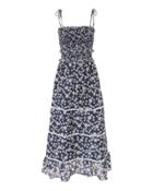 Kisuii Luna Printed Smocked Dress Black M