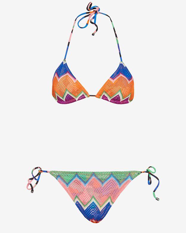 Missoni Mare String Tie Knit Bikini: Orange/blue- Final Sale