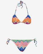 Missoni Mare String Tie Knit Bikini: Orange/blue- Final Sale