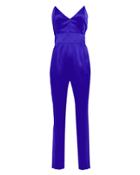 Michelle Mason Strapless Silk Tailored Jumpsuit Indigo 2