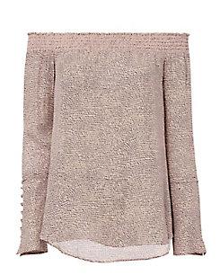 Derek Lam 10 Crosby Off Shoulder Printed Pink Blouse