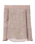 Derek Lam 10 Crosby Off Shoulder Printed Pink Blouse