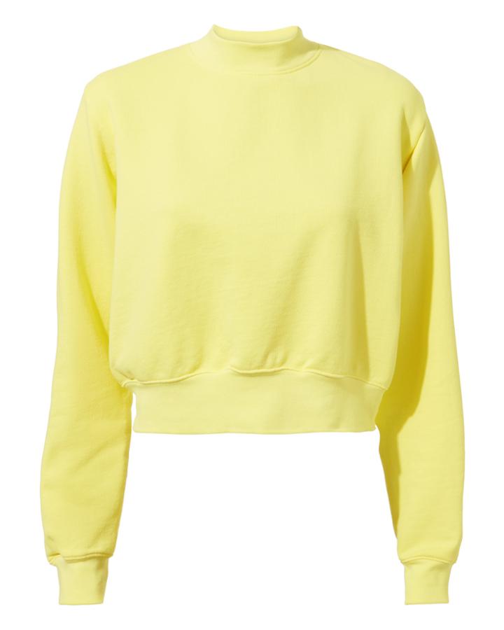 Cotton Citizen Milan Pastel Lemon Crop Sweatshirt Yellow S